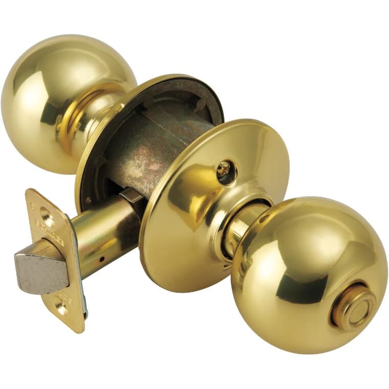 Bright Brass Orbit Privacy Door Knobset