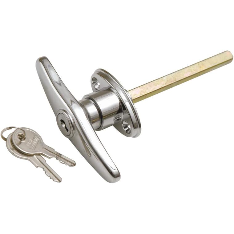 Chrome T Handle Garage Door Lock
