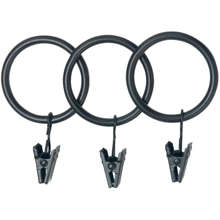 14 Pack Black Curtain Rings, Fits 1" and 1-1/4" Rods