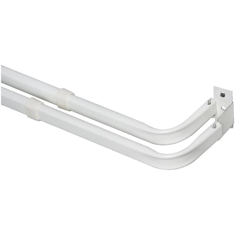 28" - 48" White Heavy Duty Projection Double Curtain Rod