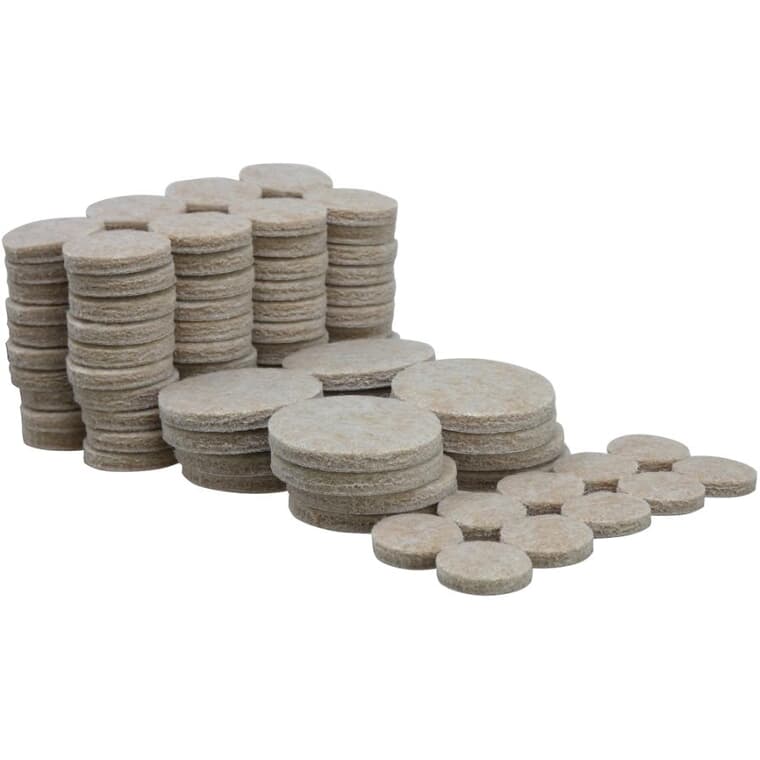 106 Pack Heavy Duty Beige Felt Pads, Assorted Sizes