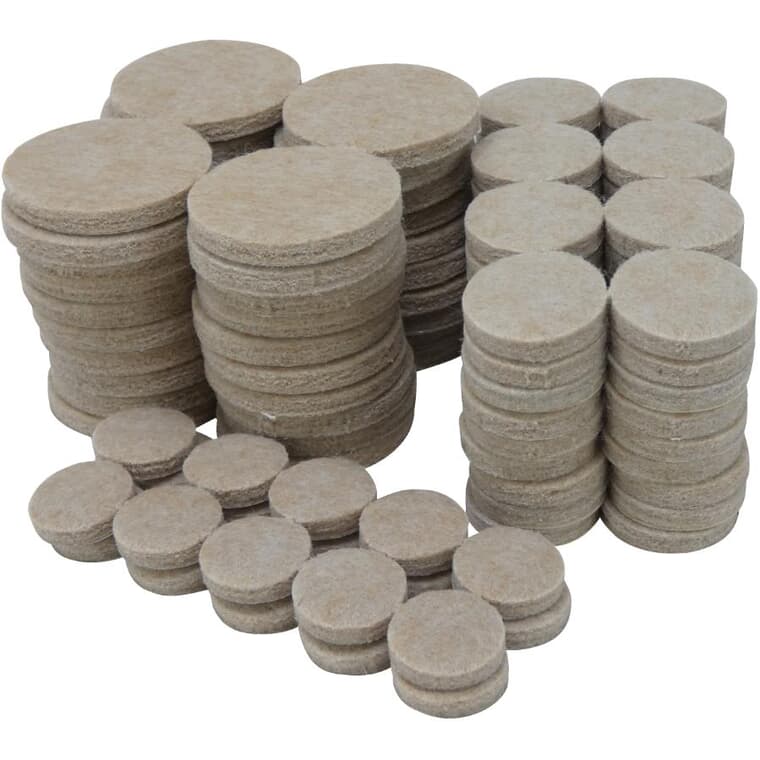 132 Pack Heavy Duty Beige Felt Pads, Assorted Sizes