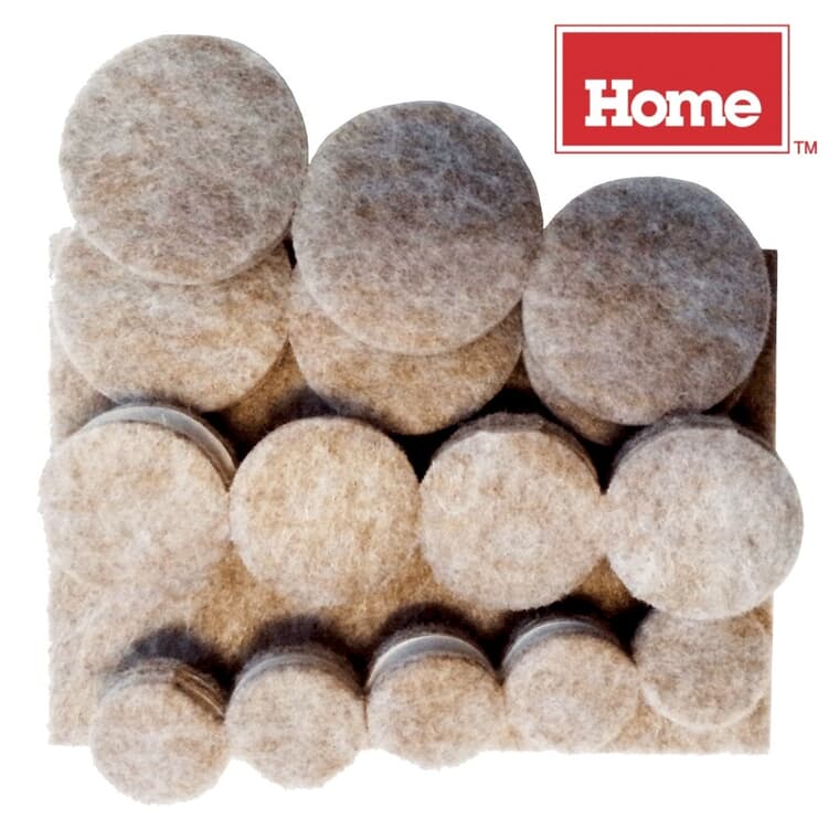 25 Pack Round Heavy Duty Felt Pads, Assorted Sizes