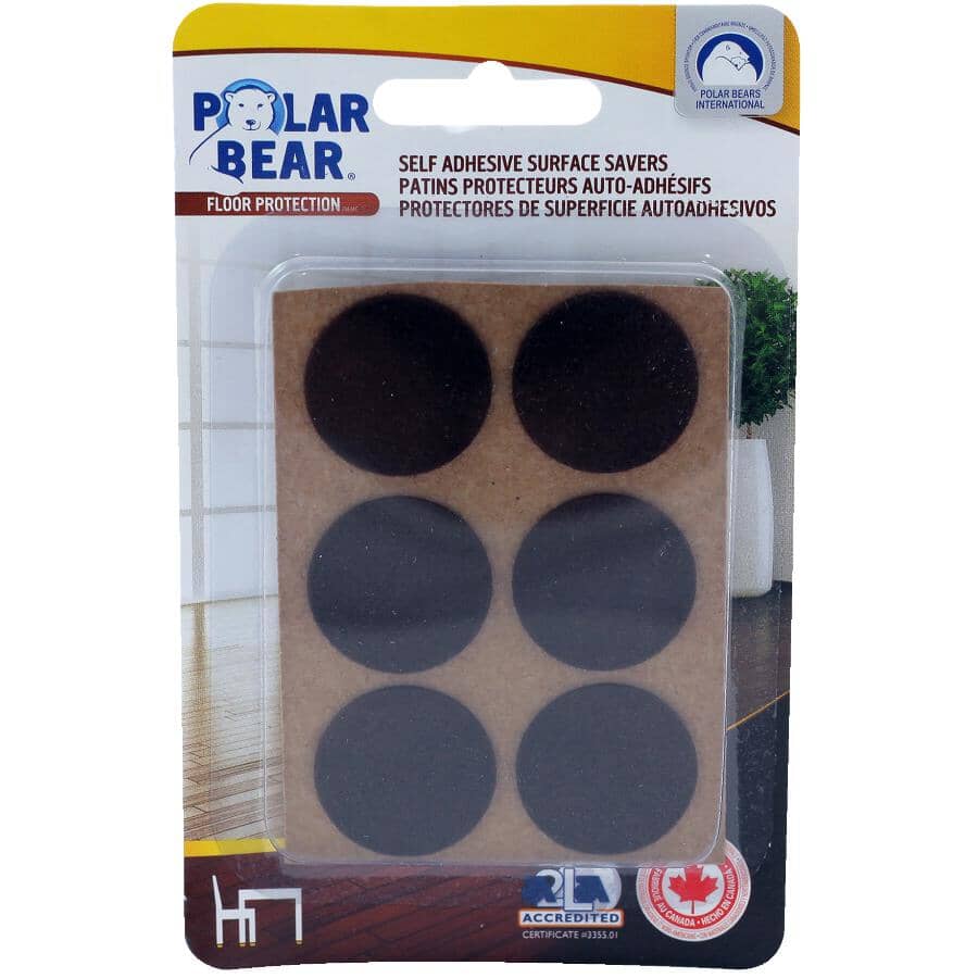 POLAR BEAR:Coussinets ronds de service moyen de 1 po en feutre, brun, paquet de 6