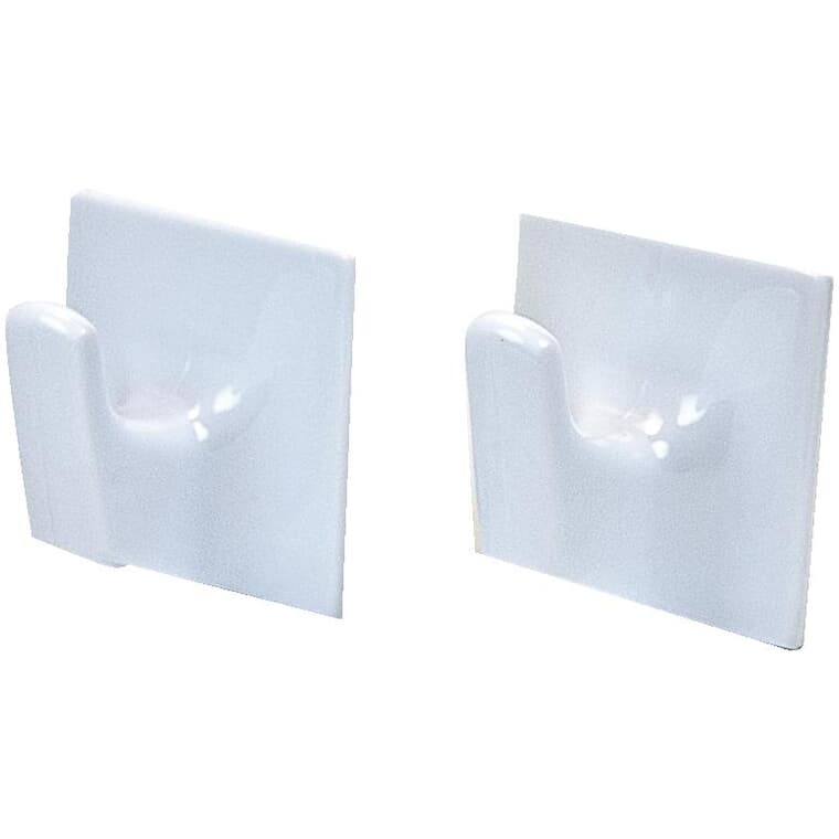 2 Pack White Square Adhesive Hooks