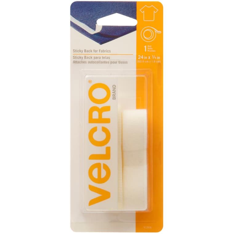 3/4" x 24" White VELCRO® Fabric Tape