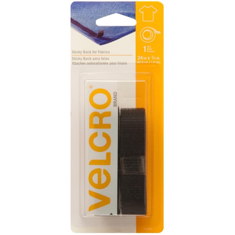 Ruban à tissu Velcro (R) de 3/4 po x 24 po, noir