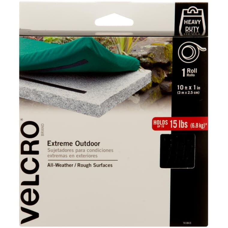Ruban Velcro (R) de 1 po x 10 pi très robuste pour usage extérieur, noir