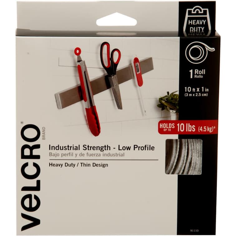 1" x 10' Industrial Strength Low Profile White VELCRO® Tape
