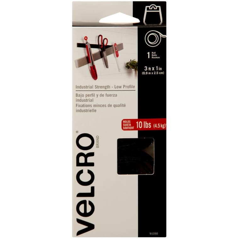 1" x 3' Industrial Strength Low Profile Black VELCRO® Tape
