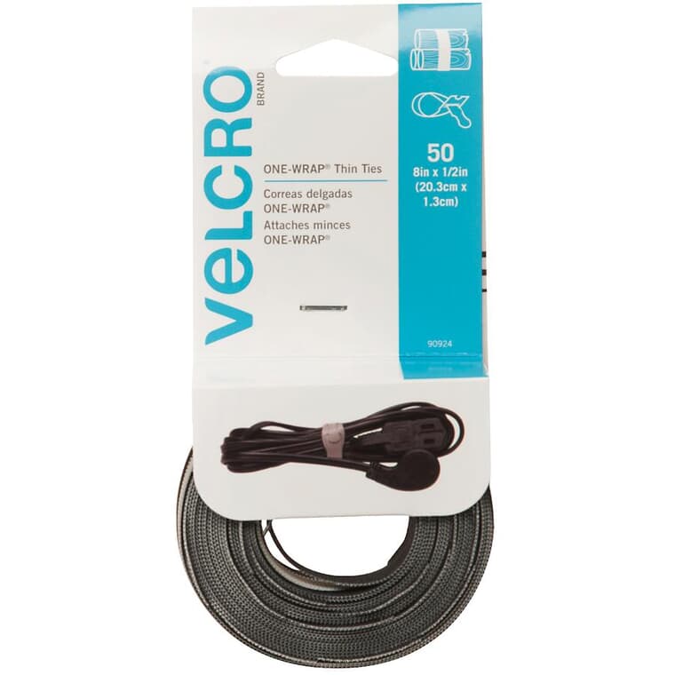 50 Pack 1/2" x 8" VELCRO® One-Wrap Ties