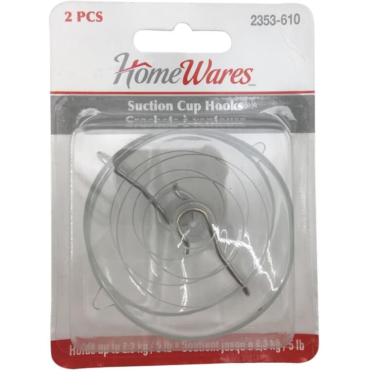 2 Pack Large Clear Suction Hooks