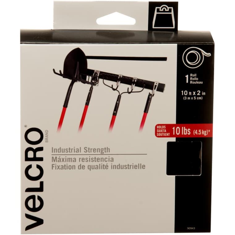 2" x 10' Black Industrial Strength VELCRO® Brand Fasteners Tape
