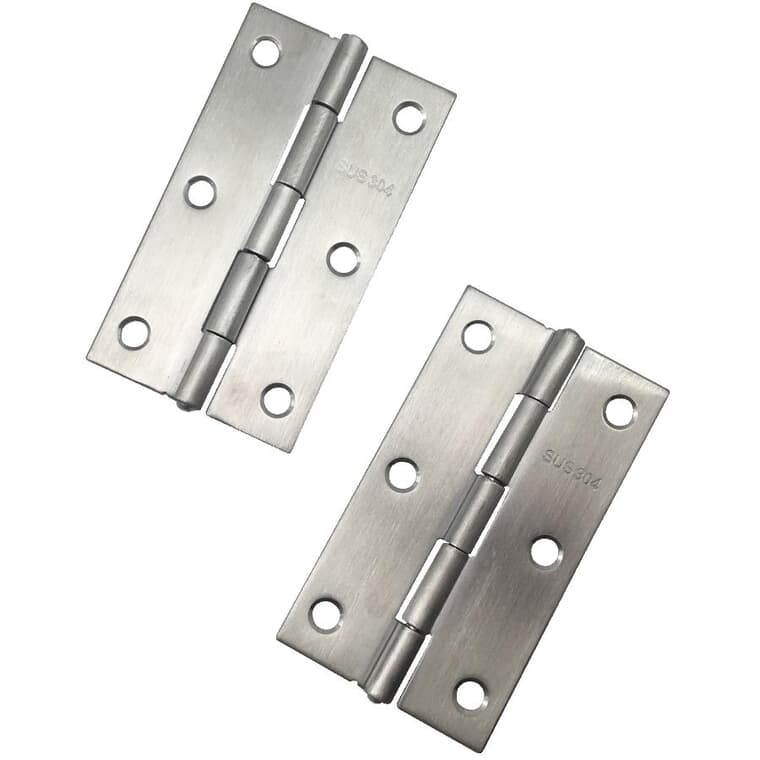 2 Pack 3" Stainless Steel Fixed Pin Butt Hinge