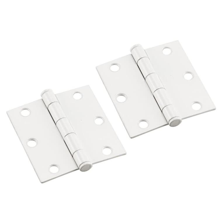 2 Pack 3" Loose Pin White Butt Hinges