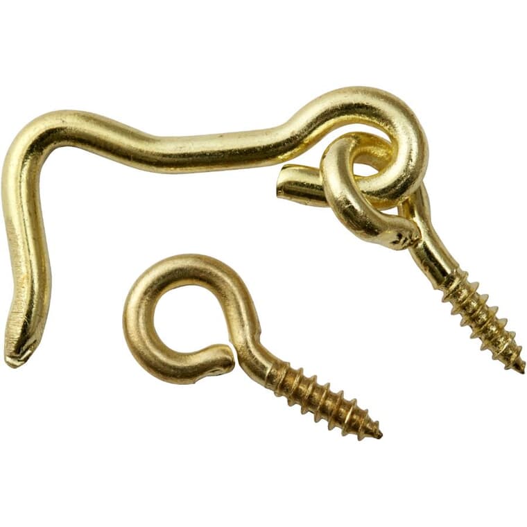 2 Pack 1" Brass Gate Hooks and Eyes