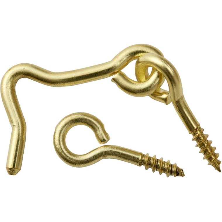 2 Pack 1-1/2" Brass Gate Hooks and Eyes