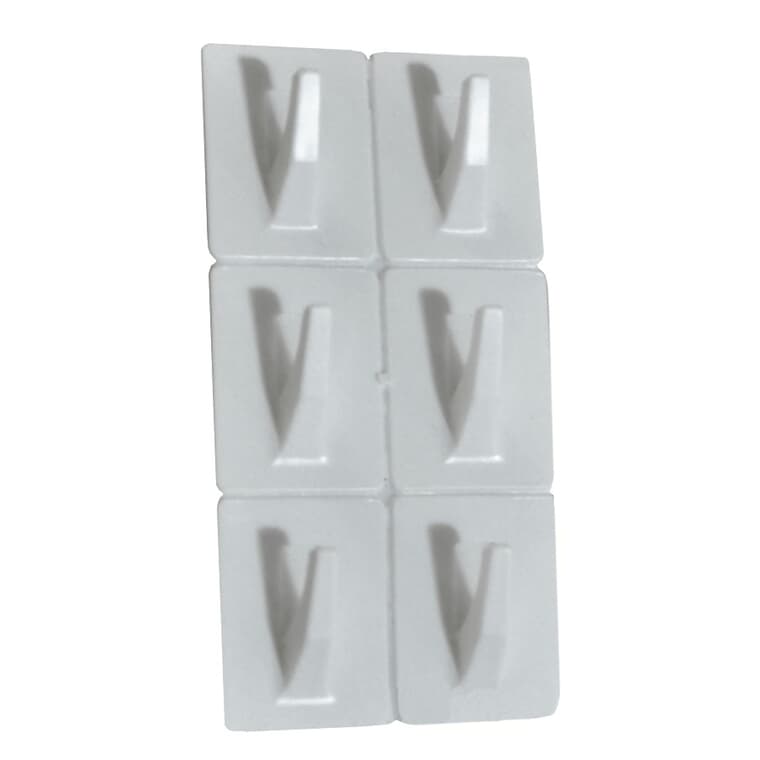 6 Pack 1" White All Purpose Adhesive Hooks