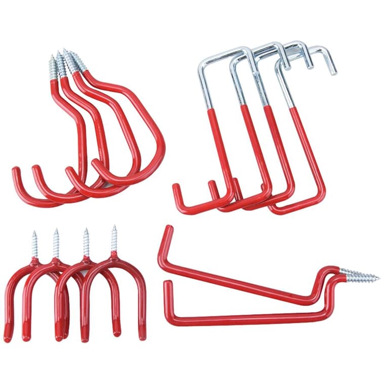 Red Storage Hooks - Assorted Styles 14 Pack
