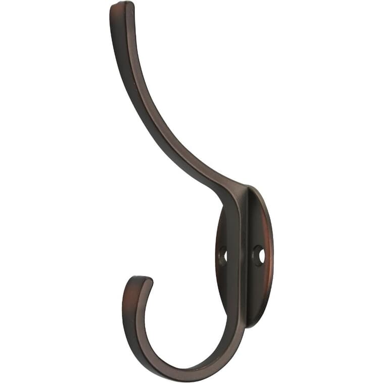 5-1/2" Modern Oil Rubbed Bronze 2 Hook Hat/Coat Hook