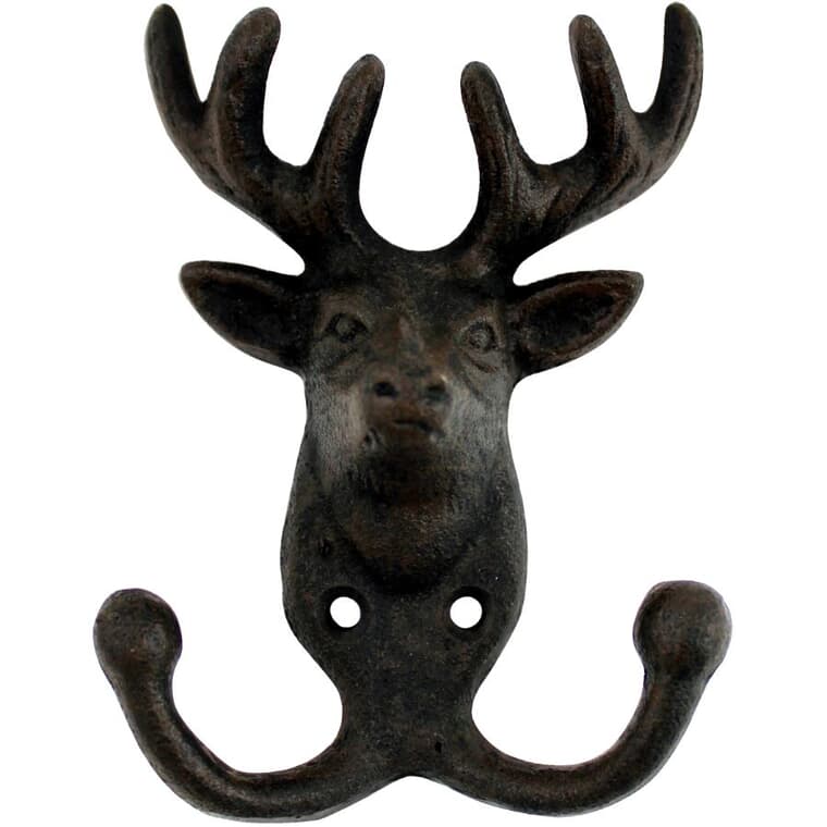 Cast Iron Double Hook Deer Wall Hook