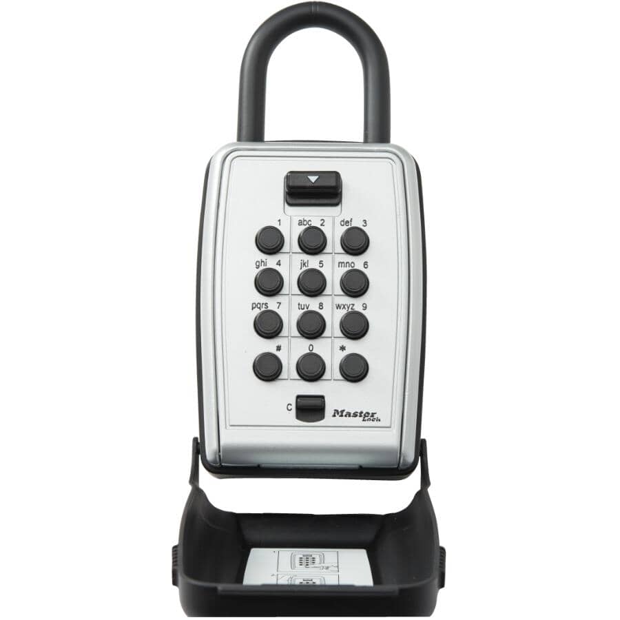 Boîte de sécurité portable avec couvercle pour sécuriser les clés de rechange pour maison/bureau argenté Coffre-fort à clés avec combinaison à 4 chiffres