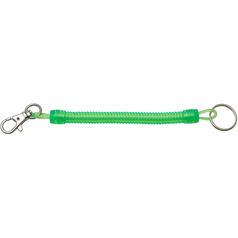 12cm Spring Key Ring with Clip, Assorted Colours