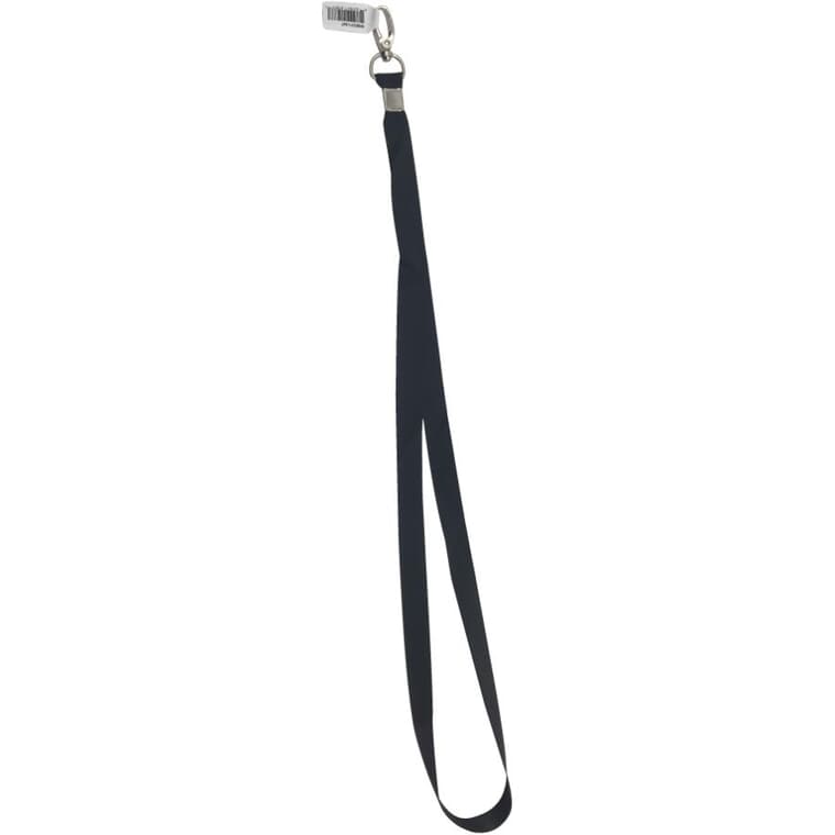 Dragonne porte-clés noire de 18 po, avec pince pivotante en métal