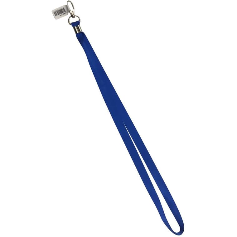 Dragonne porte-clés bleue de 18 po, avec pince pivotante en métal