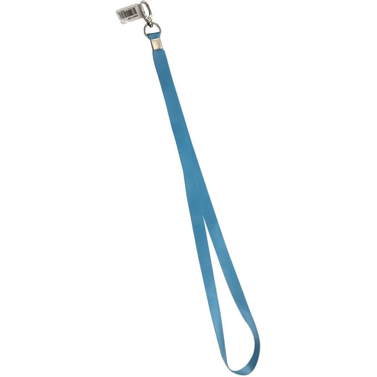 Dragonne porte-clés bleu pâle de 18 po, avec pince pivotante en métal
