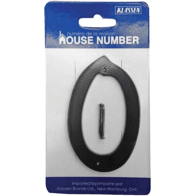 3.5" Aluminum Nail-On Black '0' House Number