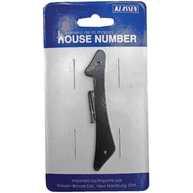 3.5" Aluminum Nail-On Black '1' House Number
