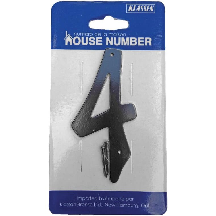 3.5" Aluminum Nail-On Black '4' House Number