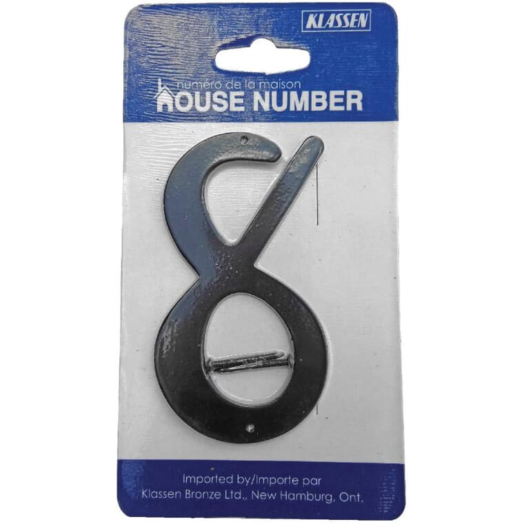 3.5" Aluminum Nail-On Black '8' House Number