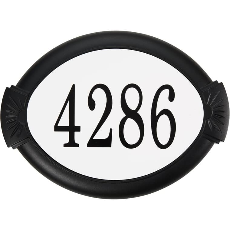 Black Aluminum Oval Address Plaque with 31 Pieces