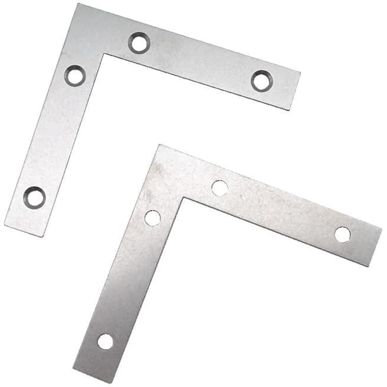 3" x 1/2" Flat Corner Plates - Stainless Steel, 2 Pack