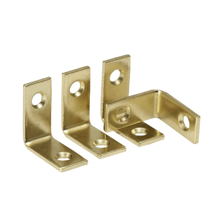 1" Corner Braces - Brass, 4 Pack