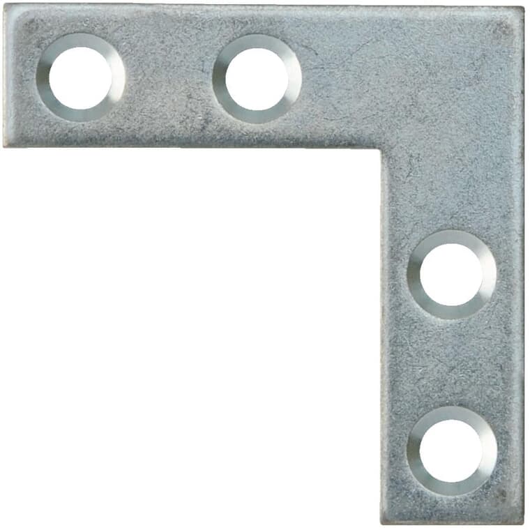 1-1/2" Flat Corner Plates - Zinc, 4 Pack