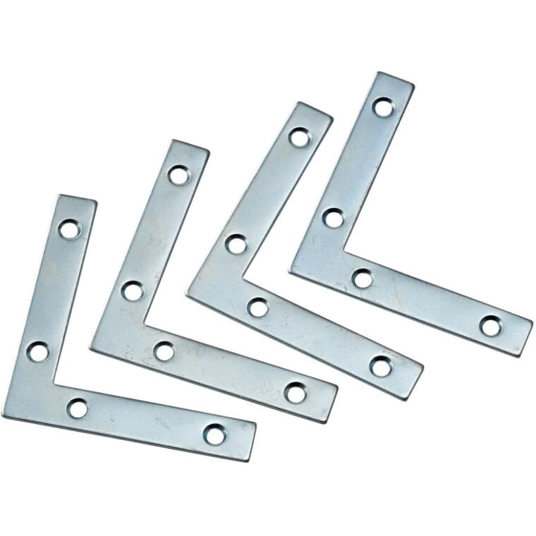 3" Flat Corner Plates - Zinc, 4 Pack