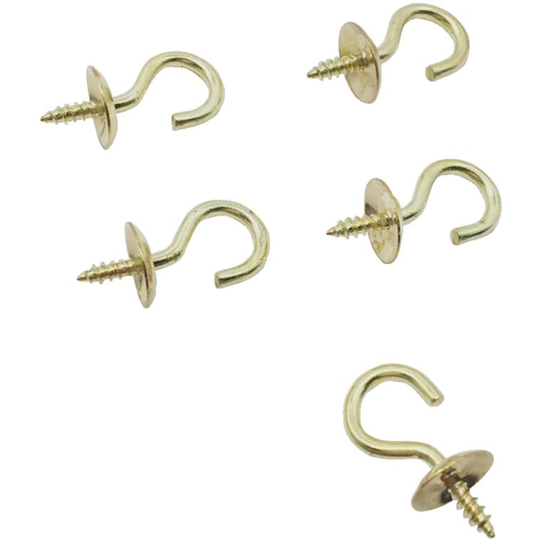 5 Pack 5/8" Brass Cup Hooks