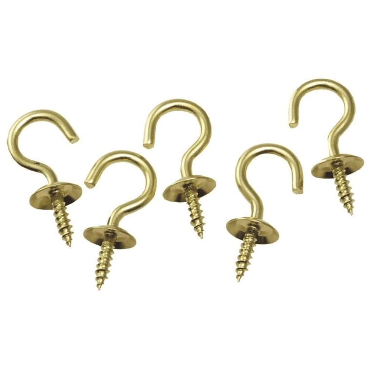5 Pack 3/4" Brass Cup Hooks
