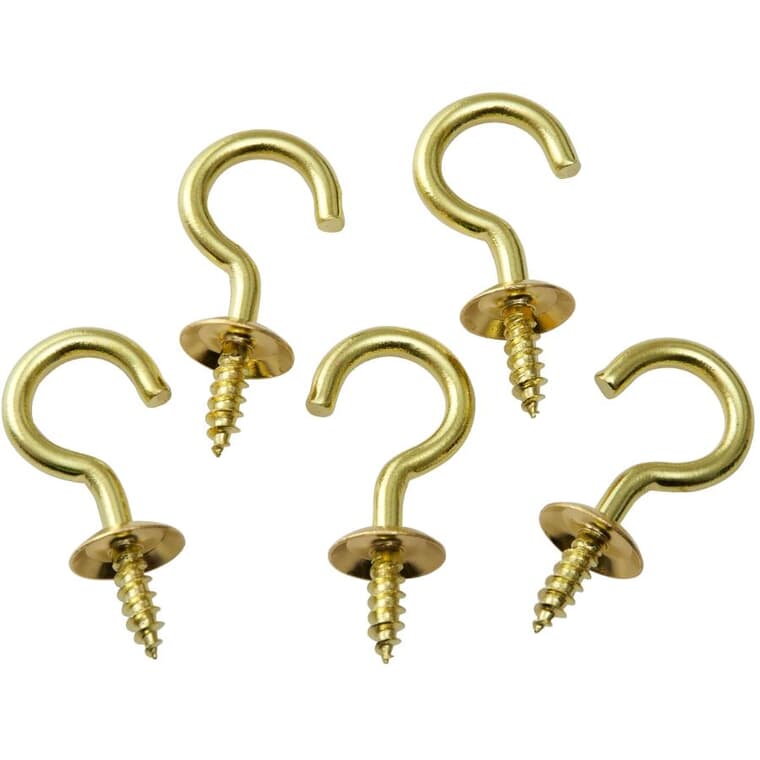 5 Pack 7/8" Brass Cup Hooks