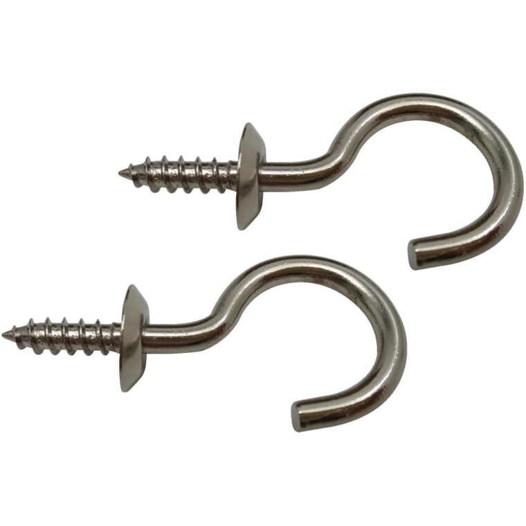2 Pack 1-1/2" Nickel Plated Cup Hooks