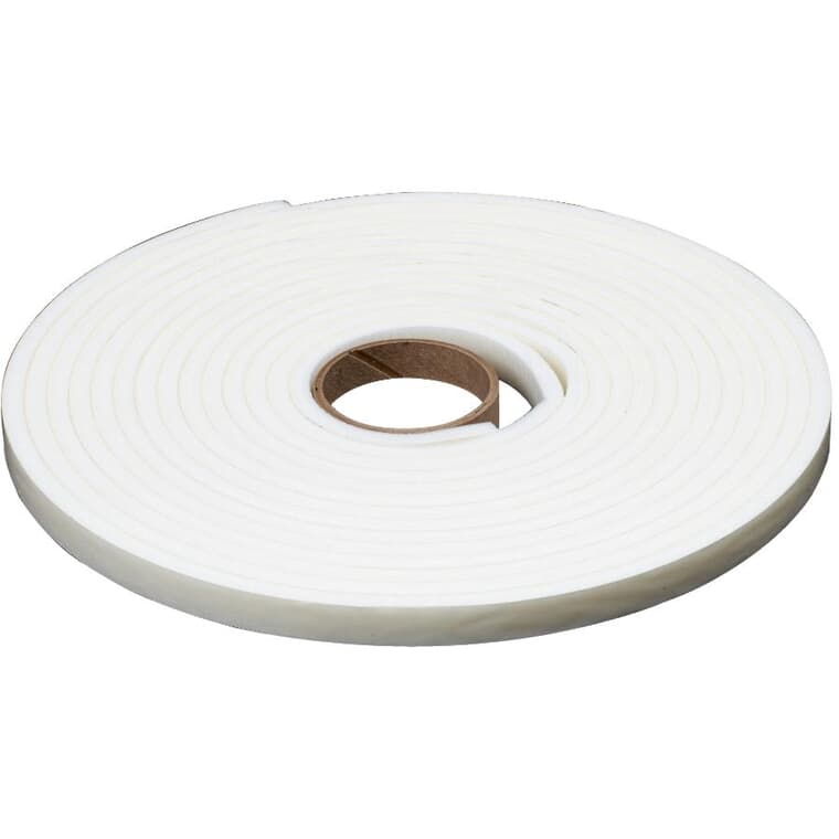3/16" x 3/8" x 17' White Closed Cell Sponge Weatherstripping Tape