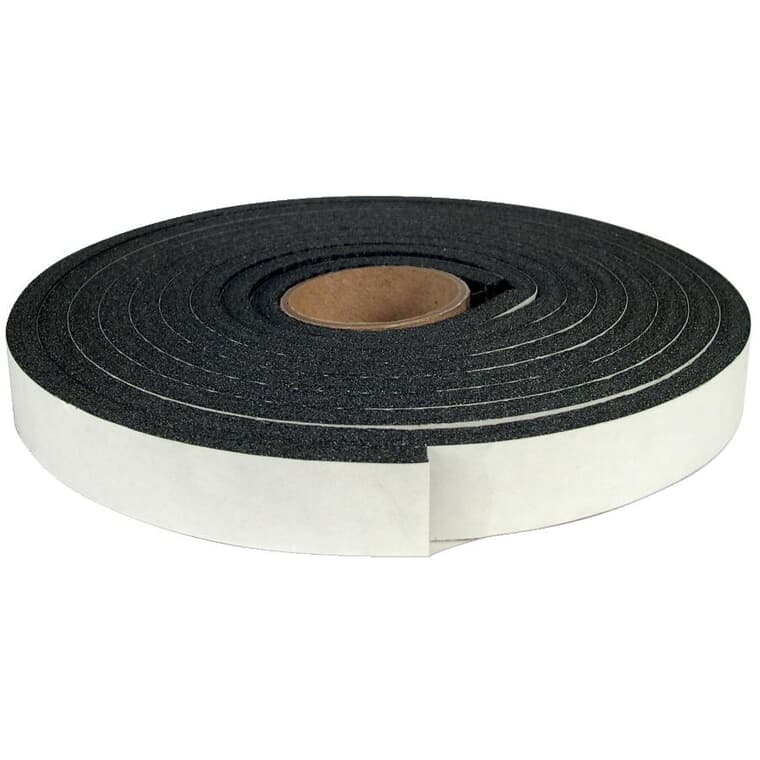 Closed Cell Foam Weatherstripping Tape - 1/4" x 3/4" x 9.8', Black
