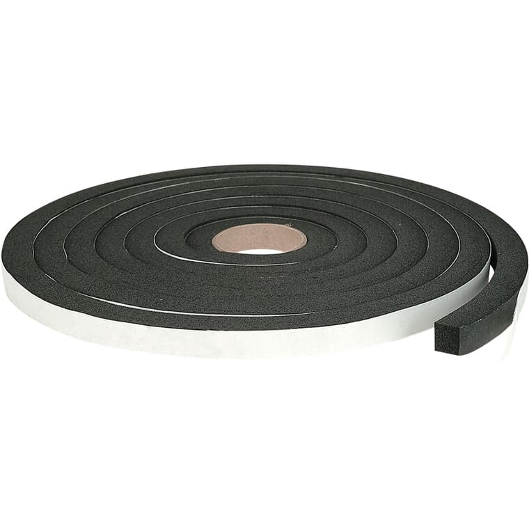 1/2" x 1" x 15' Black Closed Cell Foam Weatherstripping Tape