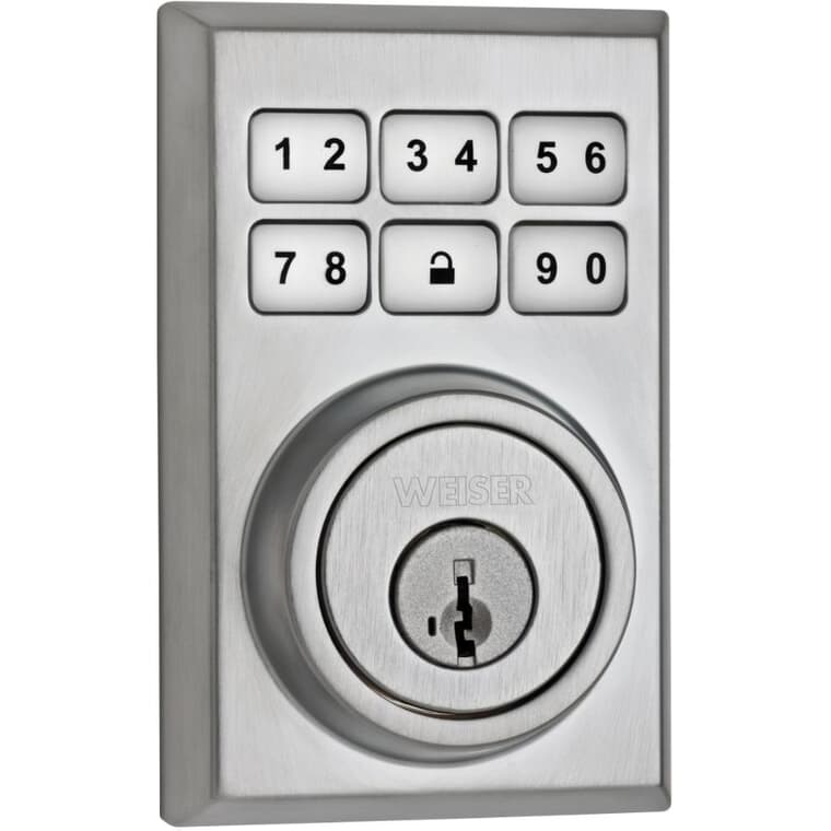 Serrure à pêne dormant électronique contemporaine Smart Key Smartcode, chrome satiné