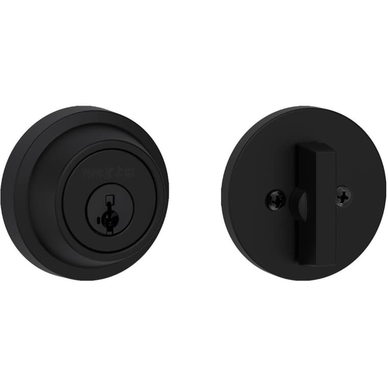 Round Single Cylinder Deadbolt Lock - Matte Black + Smart Key