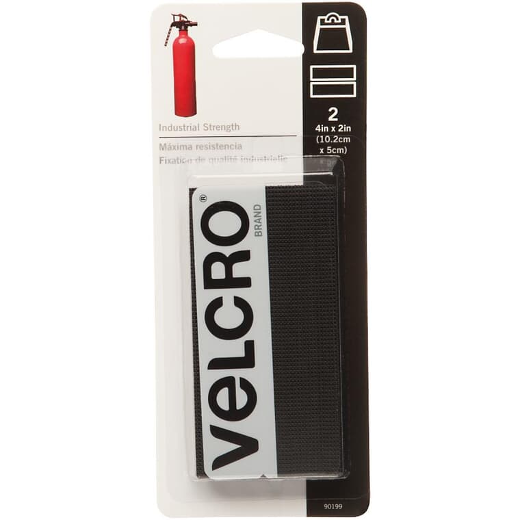 2 Pack 2" x 4" Black Heavy Duty VELCRO® Brand Fasteners Tape