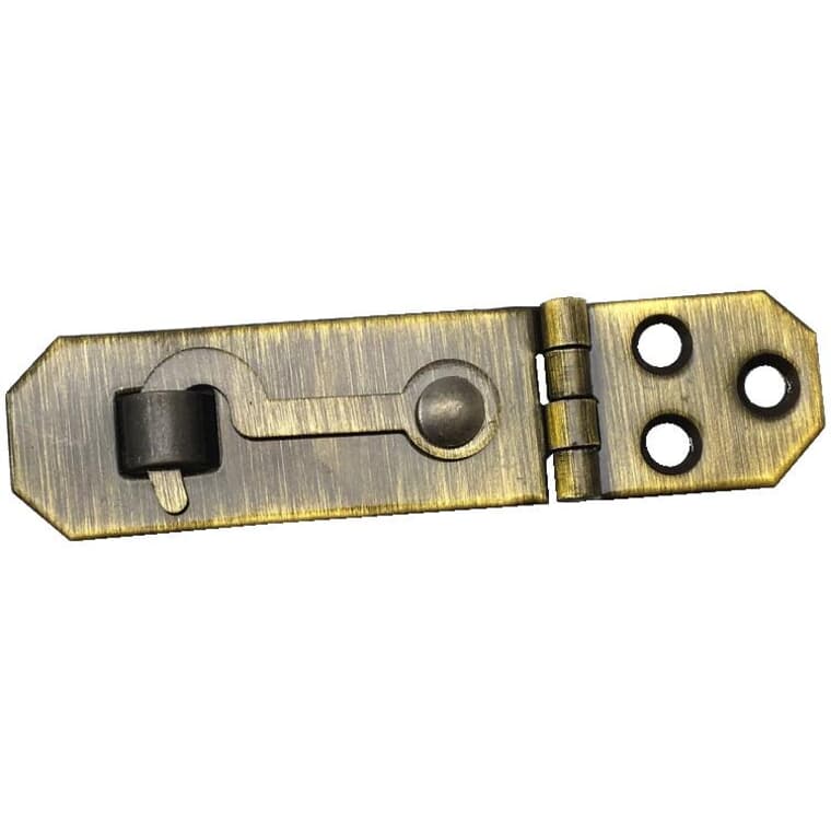 3/4" x 2-3/4" Antique Brass Hinge Hasp, with Hook